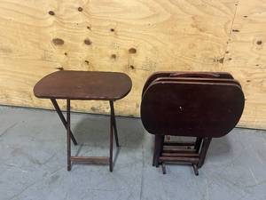 lot 168 image: Lot of 4- TV Tray Stands with Storage Caddy