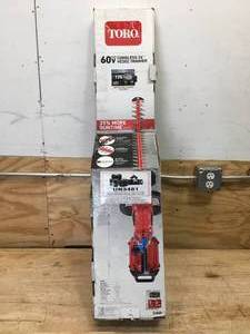 lot 26 image: Toro 60V Cordless 24 Hedge Trimmer with 2.5 Ah Battery and Charger Model # 51840
