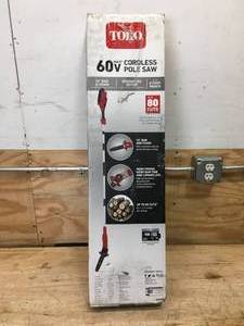 lot 28 image: Toro 60V Cordless Pole Saw Model with 2Ah Battery and Charger # 51870