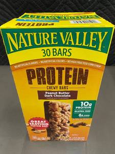 lot 1 image: Nature Valley Protein Chewy Bars Peanut Butter Dark Chocolate 30 Bars
