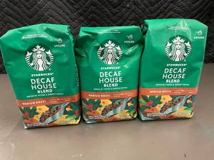 lot 51 image: 3 Bags Starbucks Decaf House Blend Ground Coffee 12oz