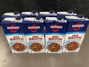 lot 52 image: Set of 8 Swanson Unsalted Beef Broth Cartons