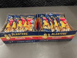 lot 128 image: Box of Planters Salted Peanuts - 24 Individually Wrapped Packs
