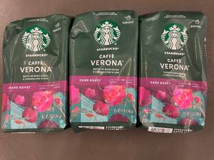 lot 159 image: Set of 3 Starbucks Caff Verona Dark Roast Ground Coffee Bags