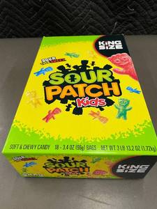 lot 254 image: Sour Patch Kids King Size Soft & Chewy Candy 18 Bags