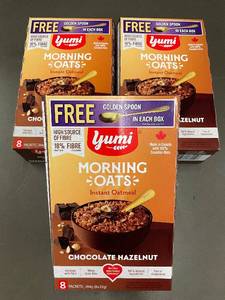 lot 255 image: Yumi Morning Oats Instant Oatmeal Chocolate Hazelnut - Pack of 3