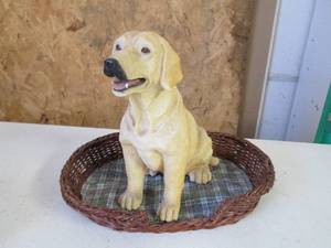 lot 321 image: Yellow Lab with basket bed statue...