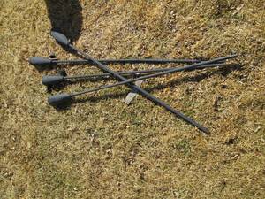 lot 54 image: 4-Black metal Tiki-torches...