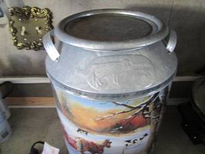 lot 68 image: Decorative metal milk can canister ...