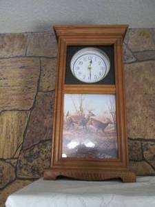 lot 89 image: Wood framed Wildlife grandfather st...