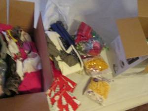 lot 173 image: Gift bows, crafting fabrics and oth...