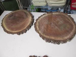 lot 396 image: (2) Round Wood Slabs of 2 thick Bl...