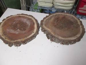 lot 392 image: (2) Wood Slabs of 2 thick Black Wa...
