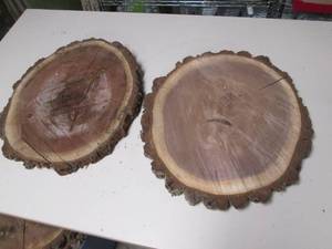 lot 397 image: (2) Round Wood Slabs of 2 thick Bl...