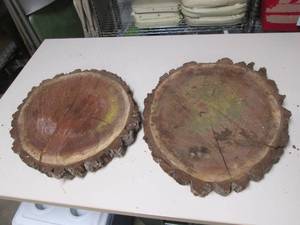 lot 398 image: (2) Round Wood Slabs of 2 thick Bl...