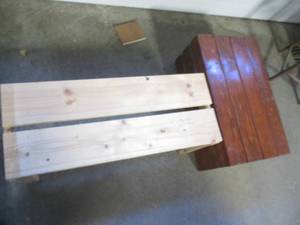 lot 400 image: Smaller wooden bench style plant st...