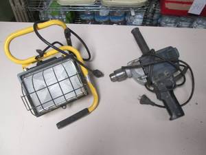 lot 408 image: 38 electric drill plus halogen tr...