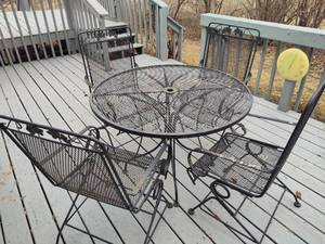 Wrought Iron Outdoor Table Set - 4 Chairs