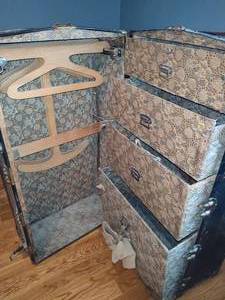 Antique Clothing Trunk and Vintage Clothing