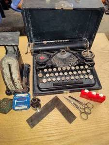 Underwood Vintage Typewriter and Assorted Office Supplies
