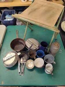 Vintage Camping Cookware and Supplies