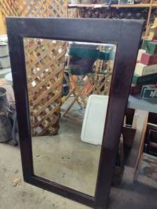 Vintage Wood Beveled Mirror