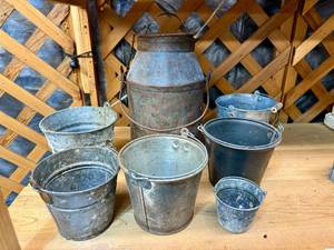 Small Vintage Milk Can and Small Buckets
