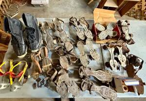 Large Lot of Vintage Roller Skates and Ice Skates