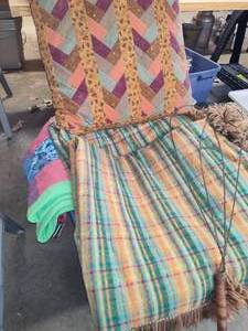 Lot of Wool Blankets, Quilt, Rug Beater 