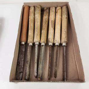 lot 42 image: Lot Of Seven Wood Handle Chisels Good Condition