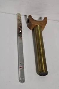 lot 18 image: Vintage Brass Kaleidoscope with Wooden Stand