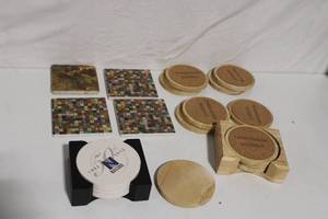 lot 51 image: Collection of Drink Coasters with Various Designs and Holders
