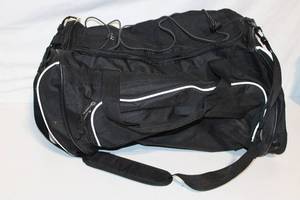 lot 63 image: Black Lightweight Gym Duffel Bag with White Trim