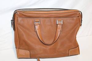 lot 65 image: Tumi Brown Leather Briefcase with Personalized Tag