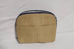 lot 67 image: Natural Woven Fiber Cosmetic Bag with Zipper Closure