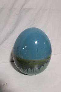 lot 71 image: Artisan Ceramic Sphere Vase with Blue and Green Glaze