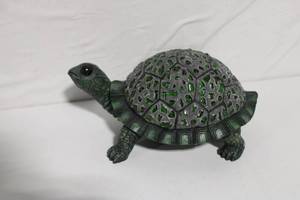 lot 80 image: Decorative Turtle Figurine with Green Inlay Design
