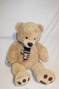 lot 82 image: Large Plush Teddy Bear with Festive Scarf