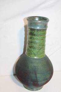 lot 85 image: Handcrafted Green and Red Ceramic Vase