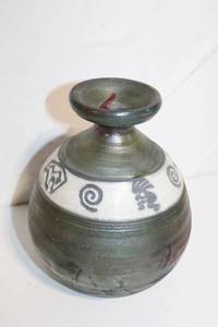lot 86 image: Handcrafted Ceramic Vase with Tribal Motifs