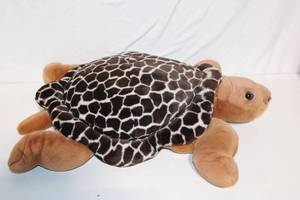lot 92 image: Large Plush Turtle with Giraffe-Patterned Shell