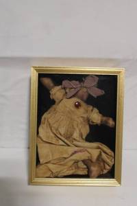 lot 115 image: Vintage Framed Primitive Rag Doll Art with Gold Frame