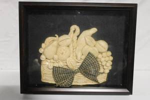 lot 116 image: Framed Decorative Basket Relief with Bow