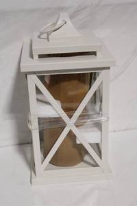 lot 132 image: White Outdoor Lantern with Glass Panels