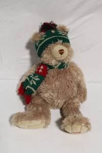 lot 143 image: 2007 Holiday Edition Plush Teddy Bear with Scarf and Hat