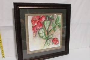 lot 152 image: Framed Floral Watercolor Painting by P. Meirath