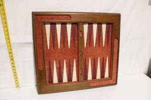 lot 156 image: Vintage Wooden Backgammon Game Board with Cover