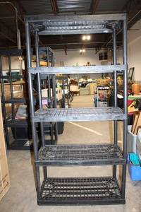 lot 168 image: Tall Industrial Black Plastic Shelving Unit