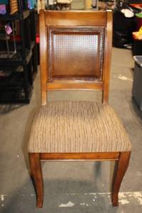 lot 182 image: Wooden Dining Chair with Padded Seat and Detailed Backrest