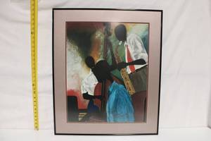 lot A-191 image: Framed Jazz Ensemble Artwork by Marvin Todd
